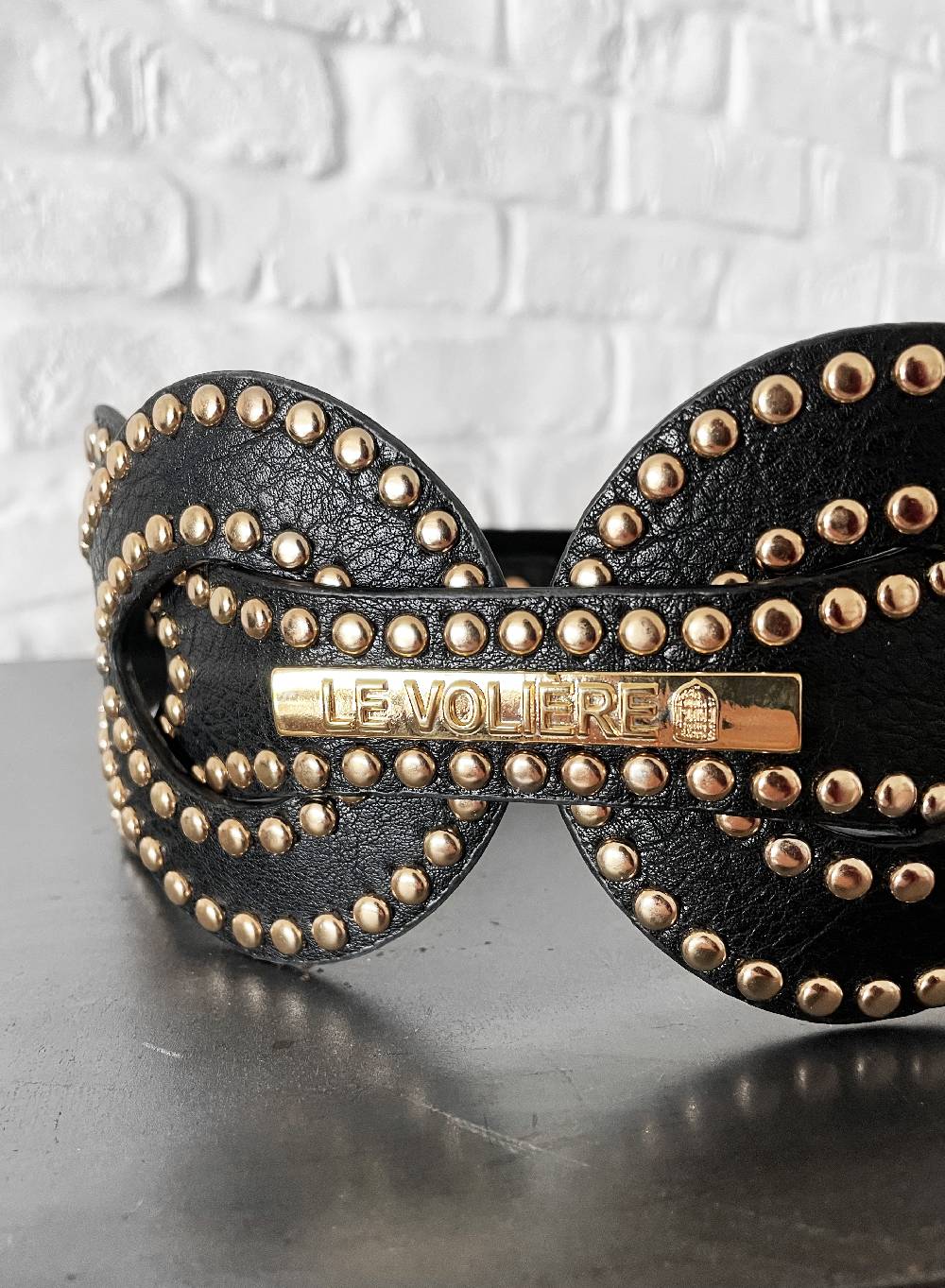Le Volière Cintura In Ecopelle Con Borchie Oro