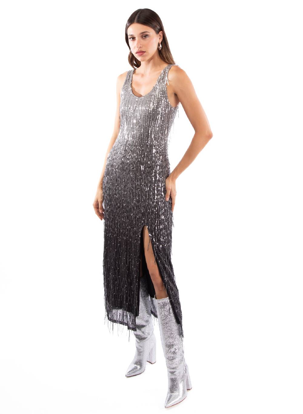 Le Volière DAISY Vestito grigio di paillettes