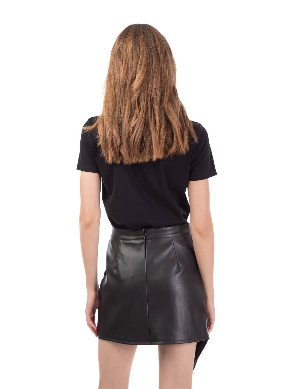 Le Volière Gonna In Ecopelle Nera Con Borchie