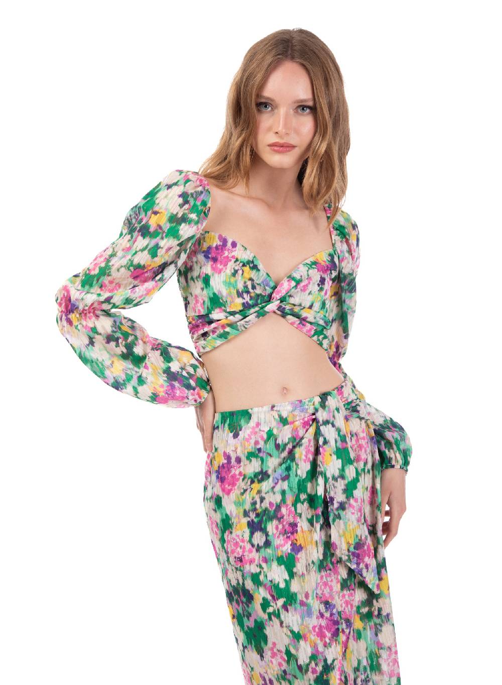 Le Volière Gonna Midi Drappeggiata Floreale