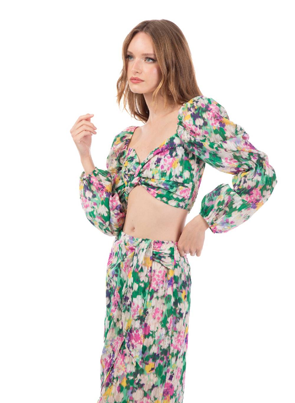 Le Volière Gonna Midi Drappeggiata Floreale