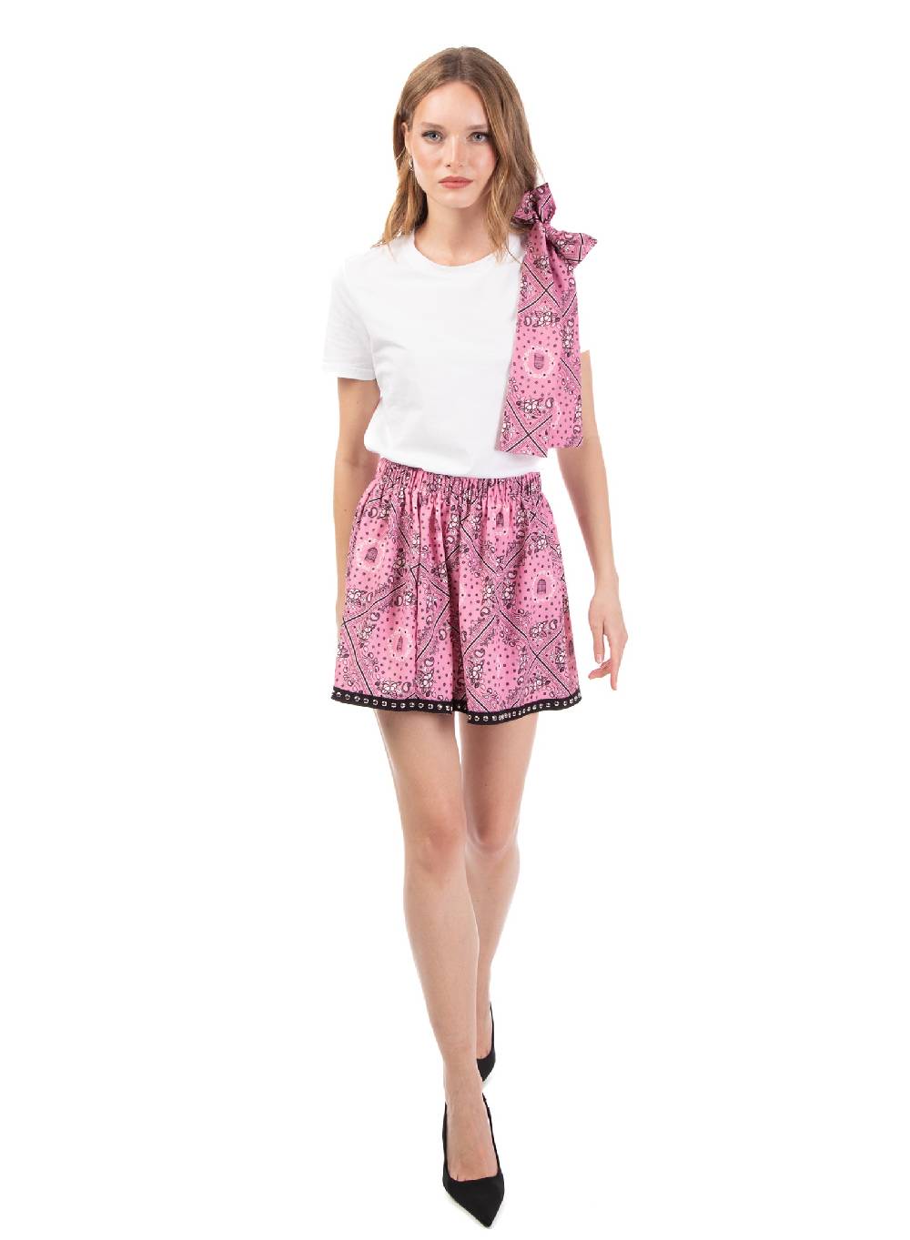 Le Volière Gonna Tessuto Bandana Rosa