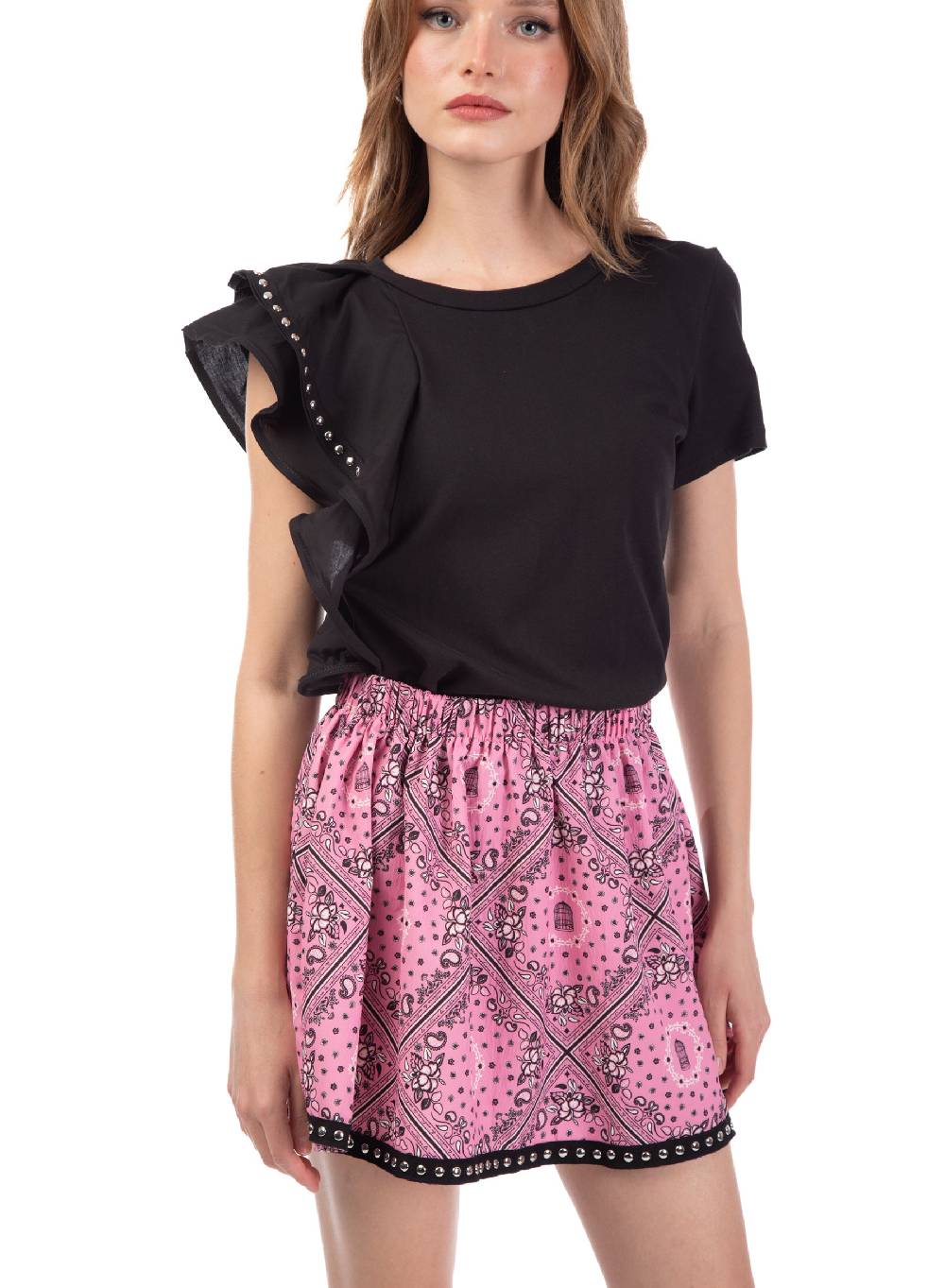 Le Volière Gonna Tessuto Bandana Rosa