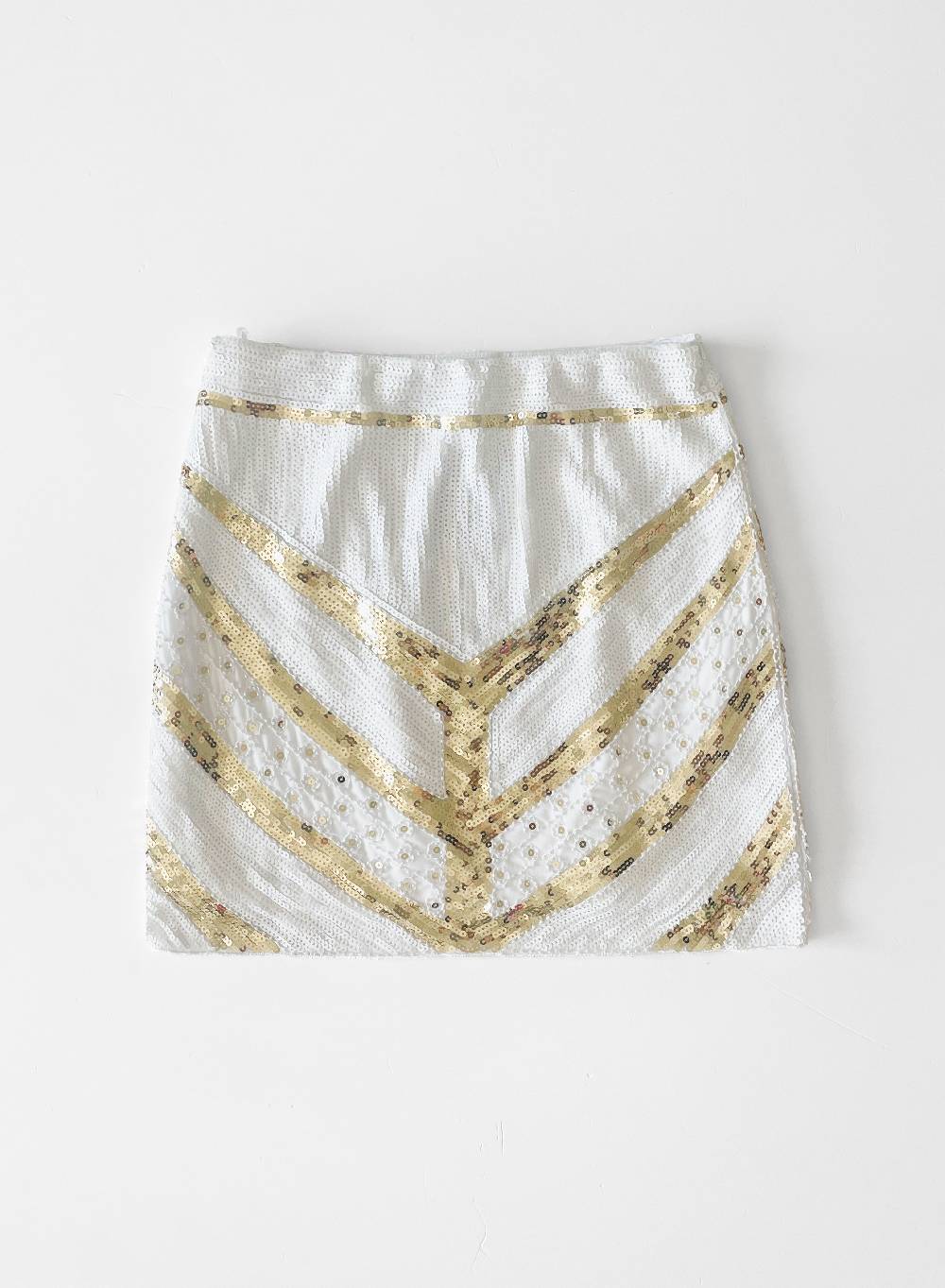 Le Volière ISLA Gonna Di Paillettes Bianca E Oro