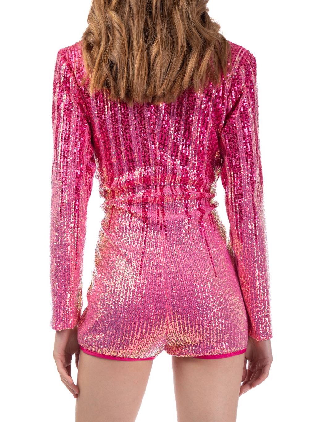 Le Volière Jumpsuit Di Paillettes Rosa Degradè