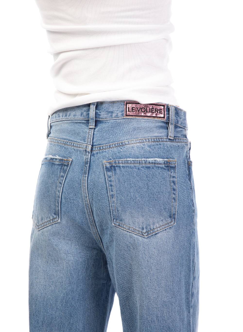 Le Volière Pantalone In Denim Con Catene