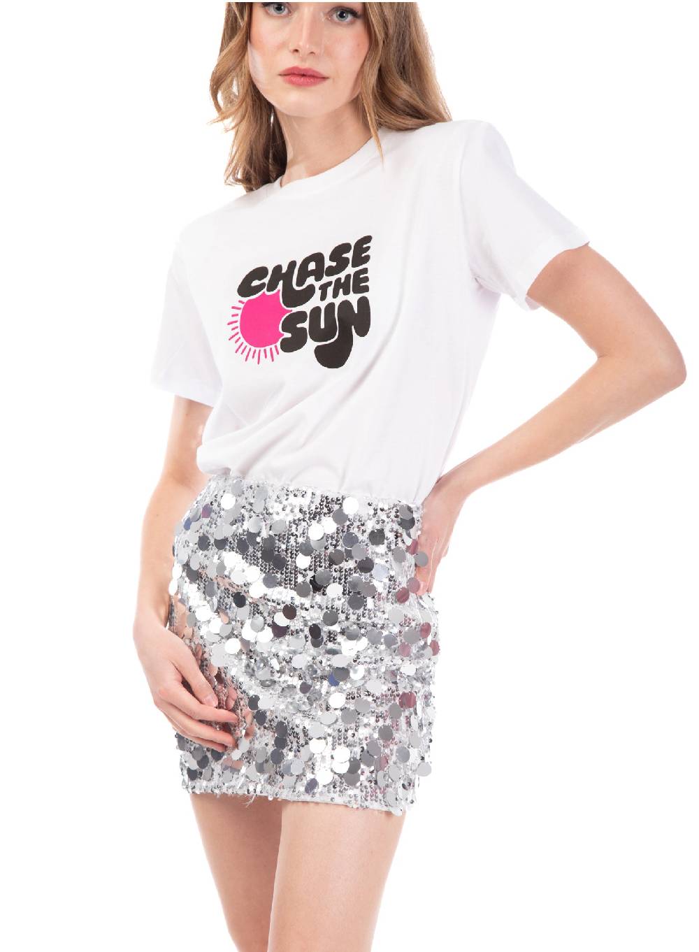 Le Volière T-shirt Bianca 'Chase The Sun'