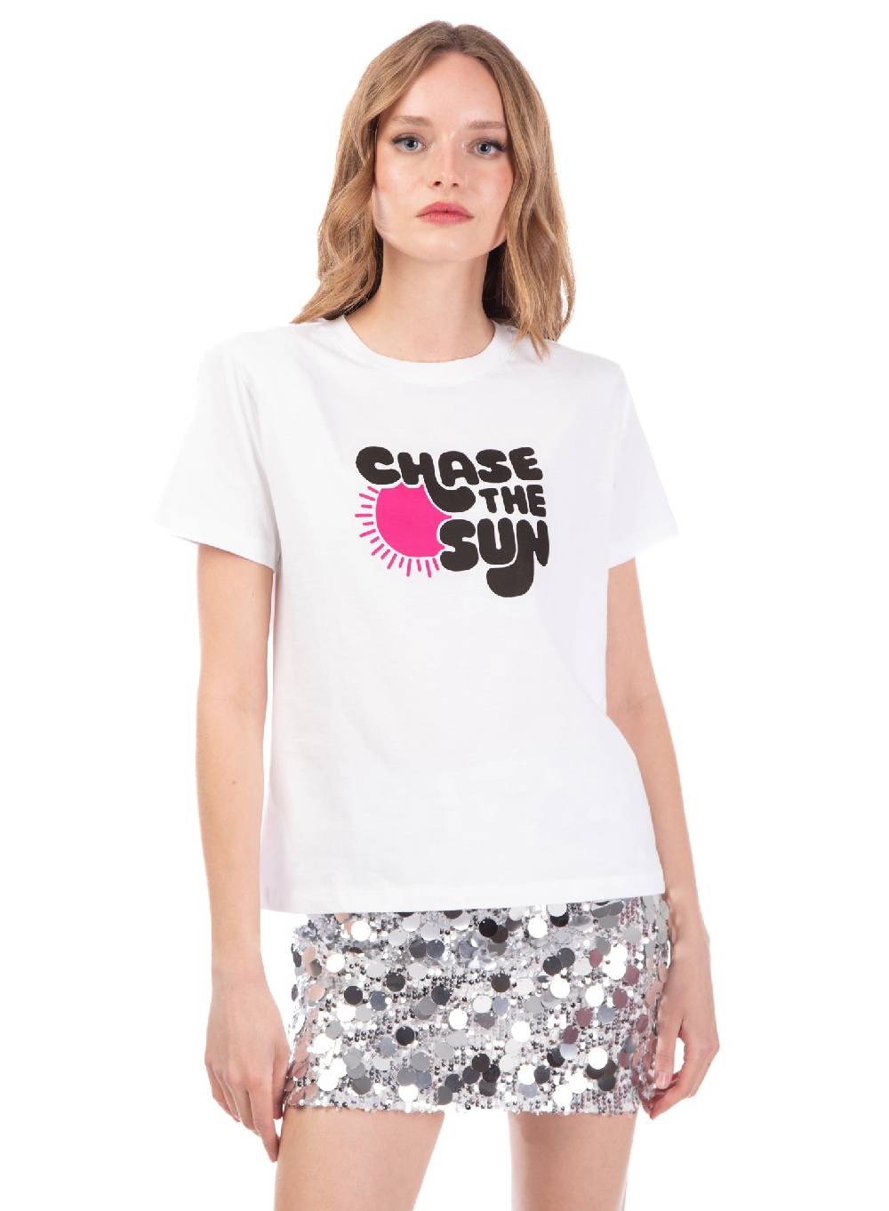Le Volière T-shirt Bianca 'Chase The Sun'