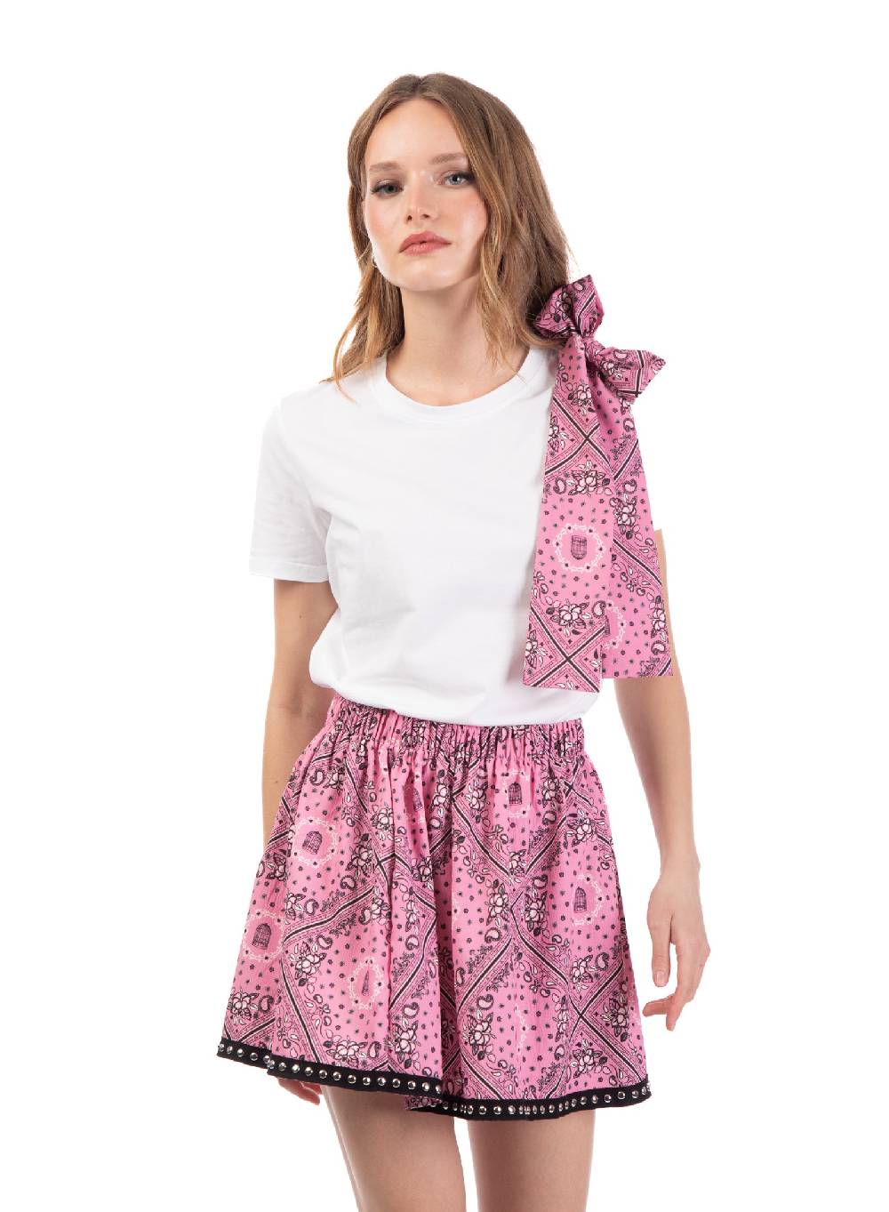 Le Volière T-shirt Nera O Bianca Con Fiocco