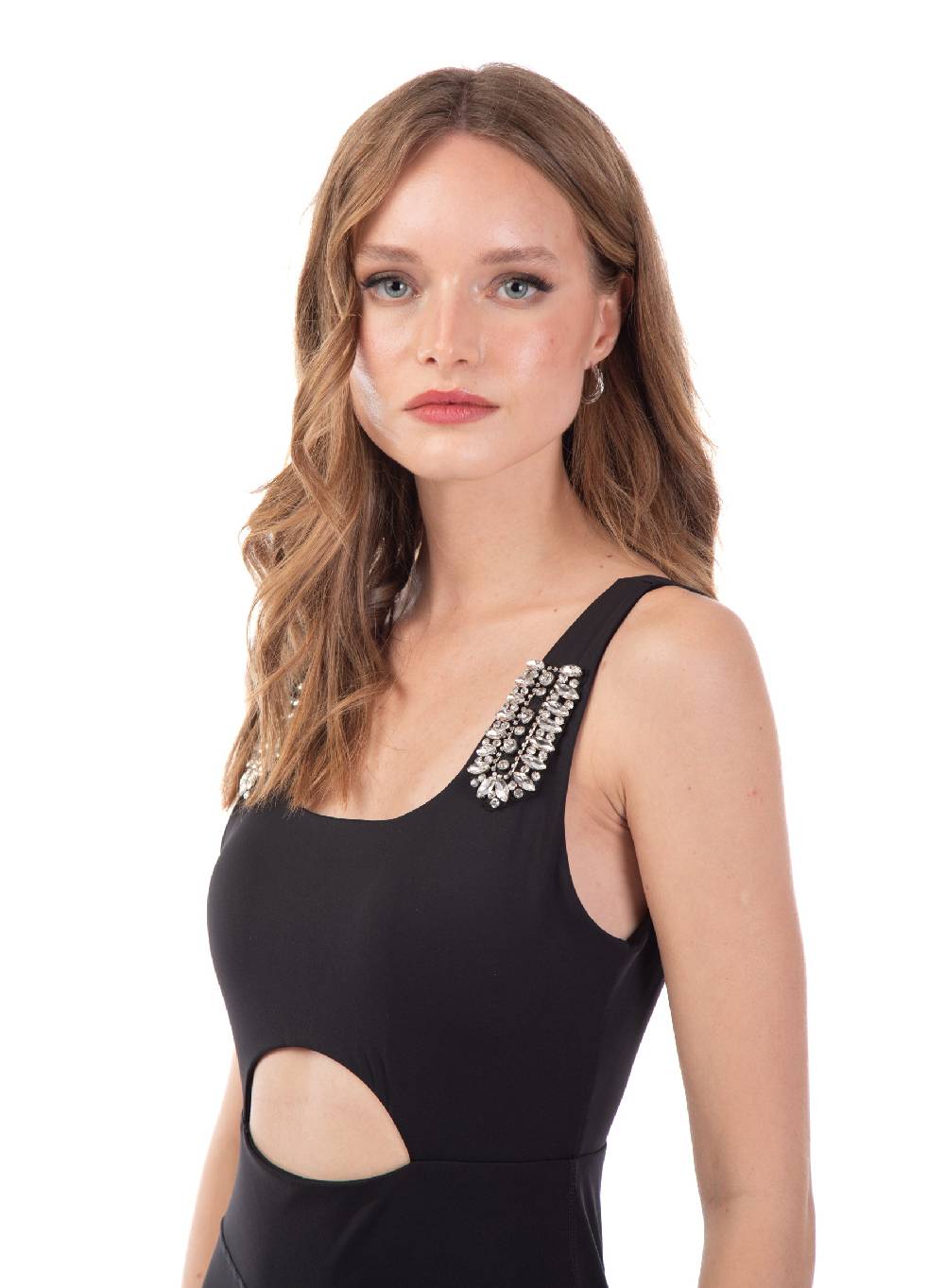 Le Volière Tuta Nera Con Strass