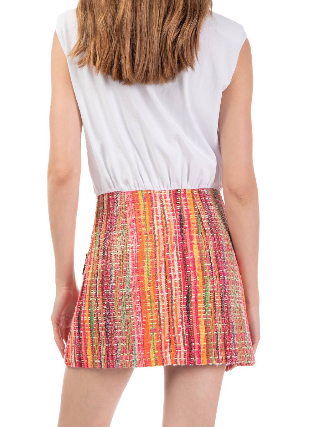 Le Volière Vestito Con T-shirt E Gonna In Tweed