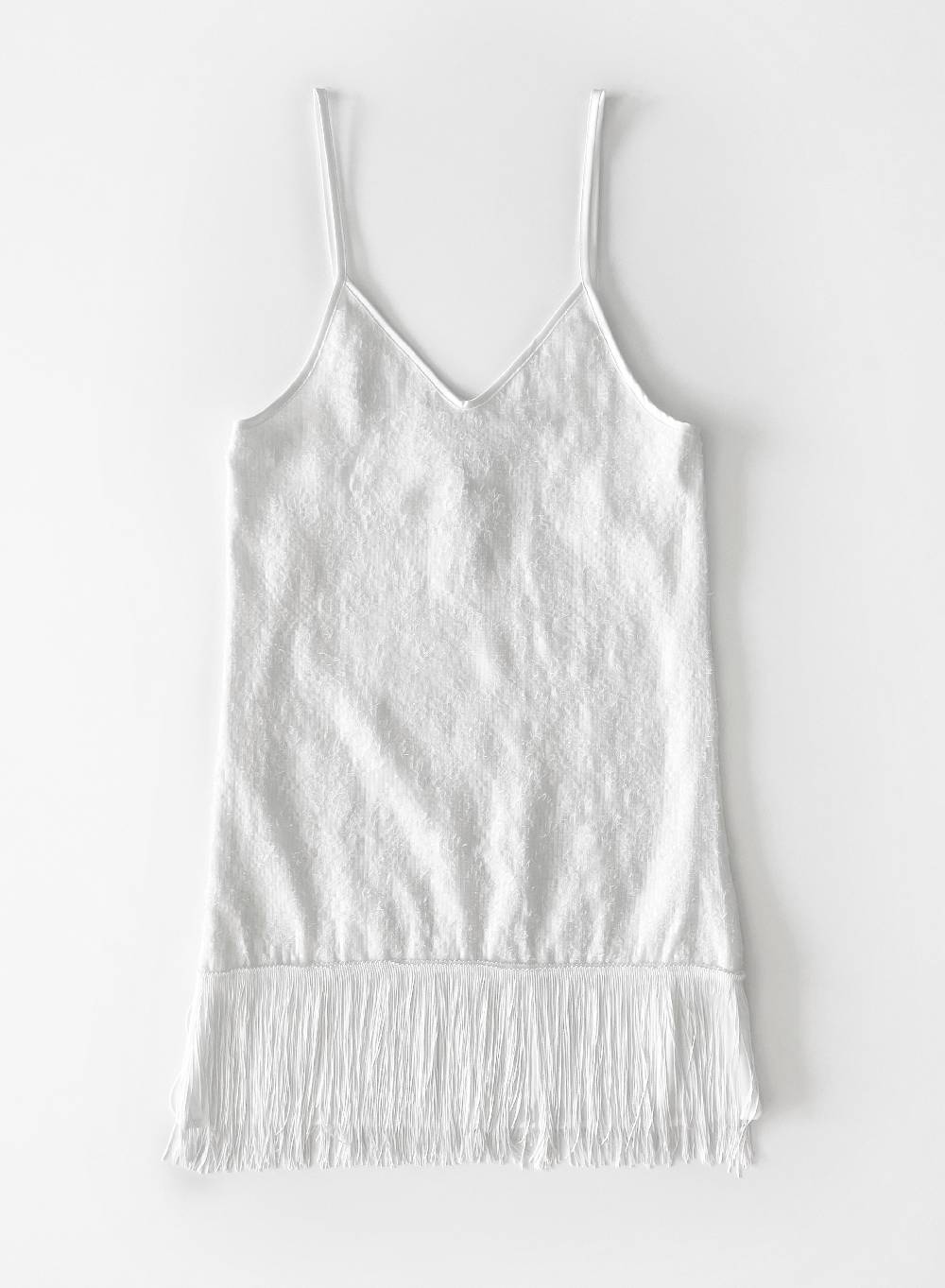 Le Volière MADISON Vestito Di Paillettes Bianco Con Frange