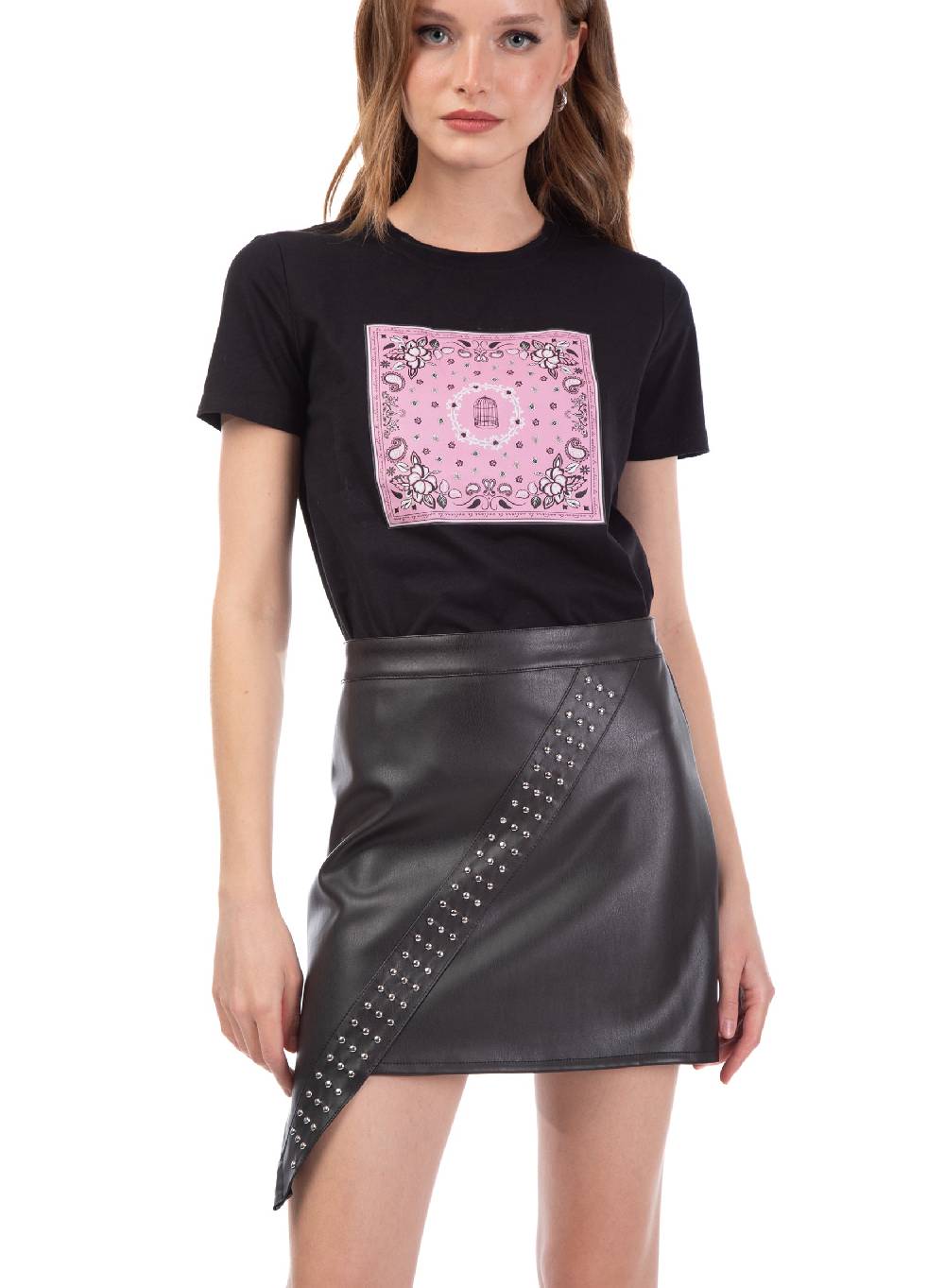 Le Volière T-shirt Bianca O Nera Con Stampa Bandana