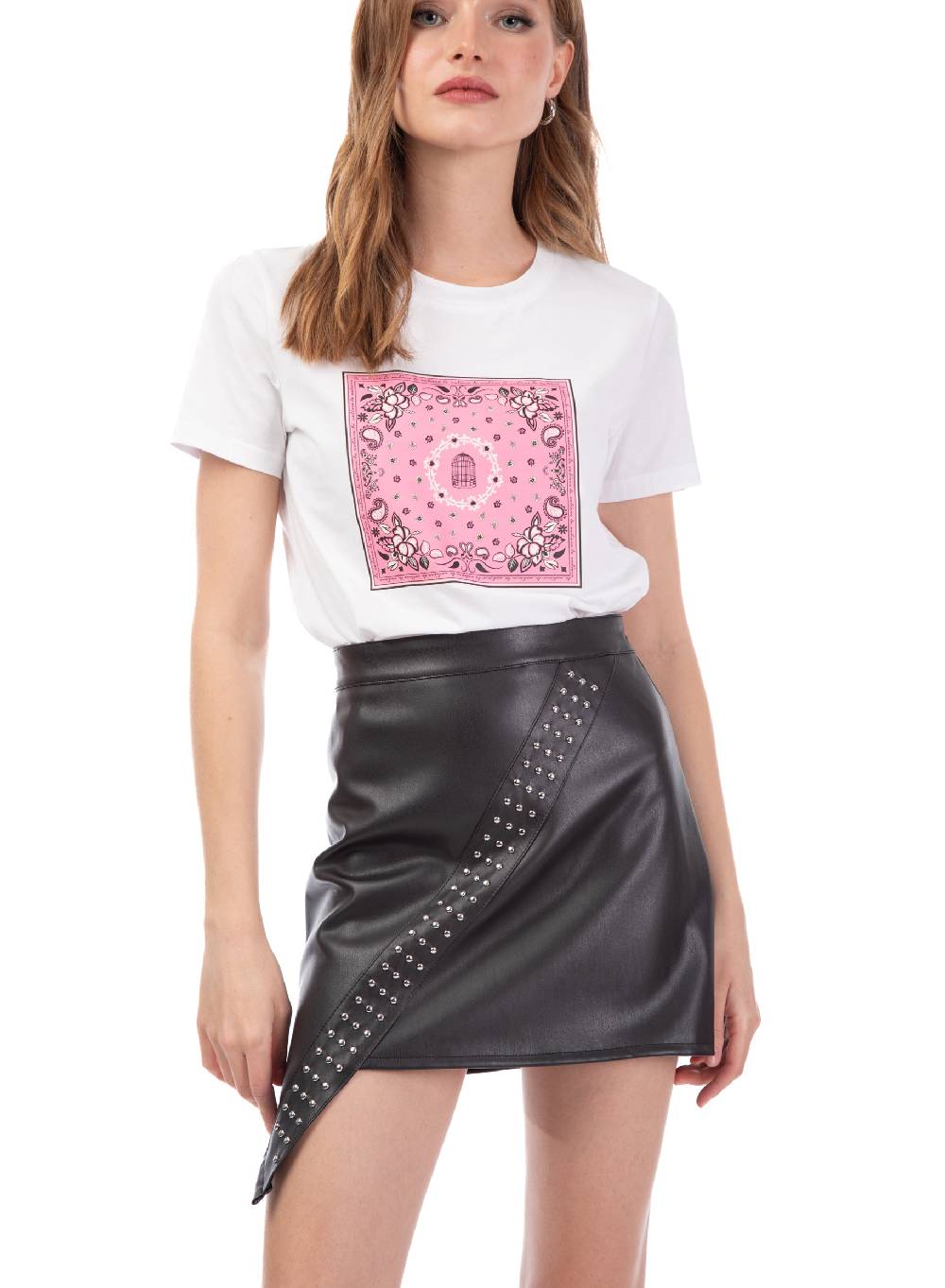 Le Volière T-shirt bianca o nera con stampa bandana