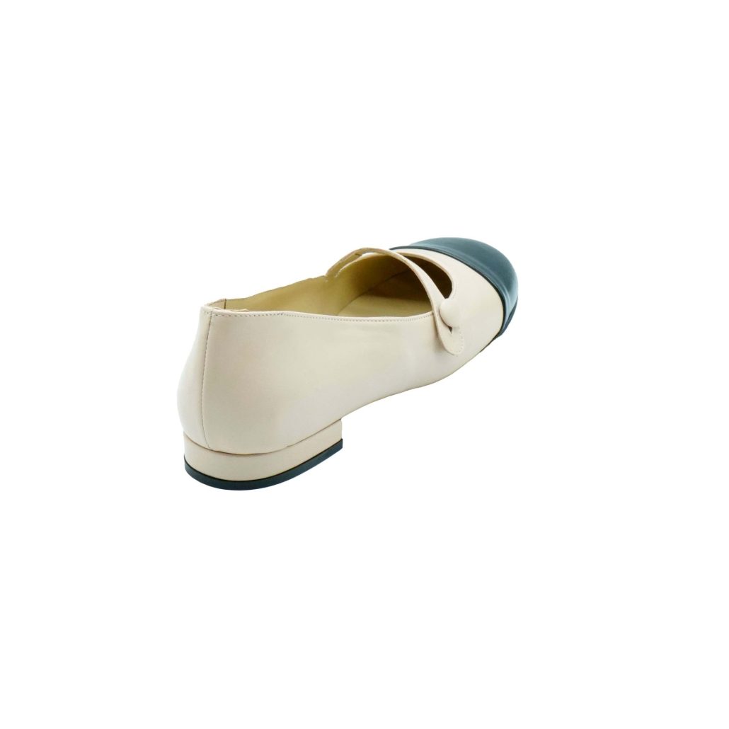 Lea Gu Ballerina In Nappa Con Punta In Contrasto, Tacco 10mm