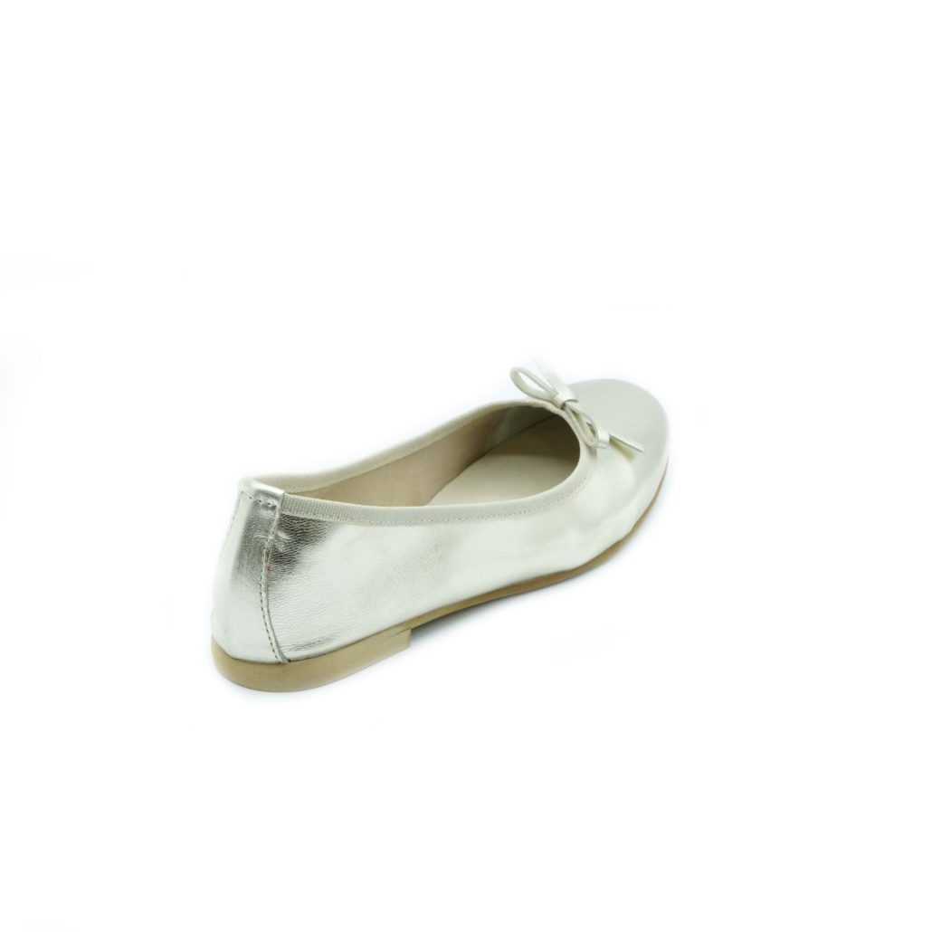 Lea Gu Ballerina In Nappa Laminata, Fiocco Frontale, Tacco 10mm