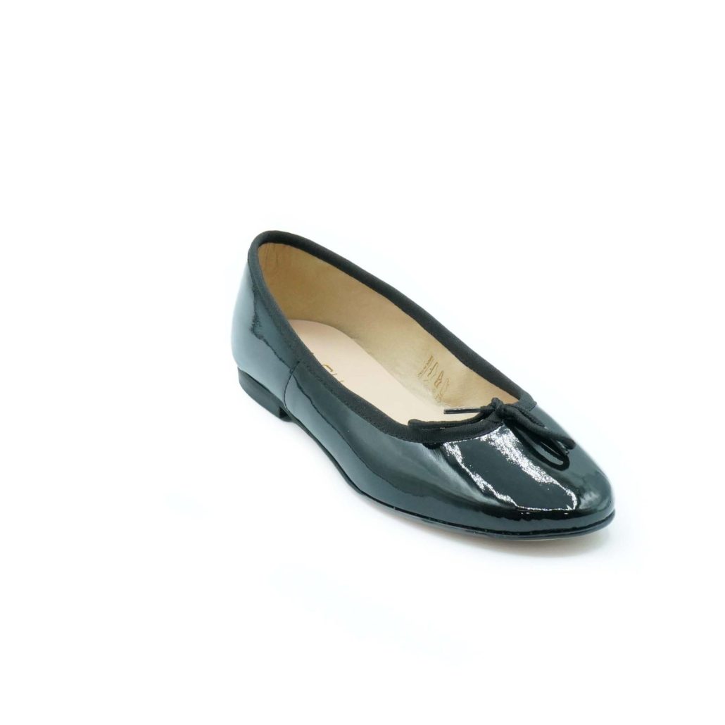 Lea Gu Ballerina In Vernice, Fiocco Frontale, Punta Tonda, Tacco 10mm