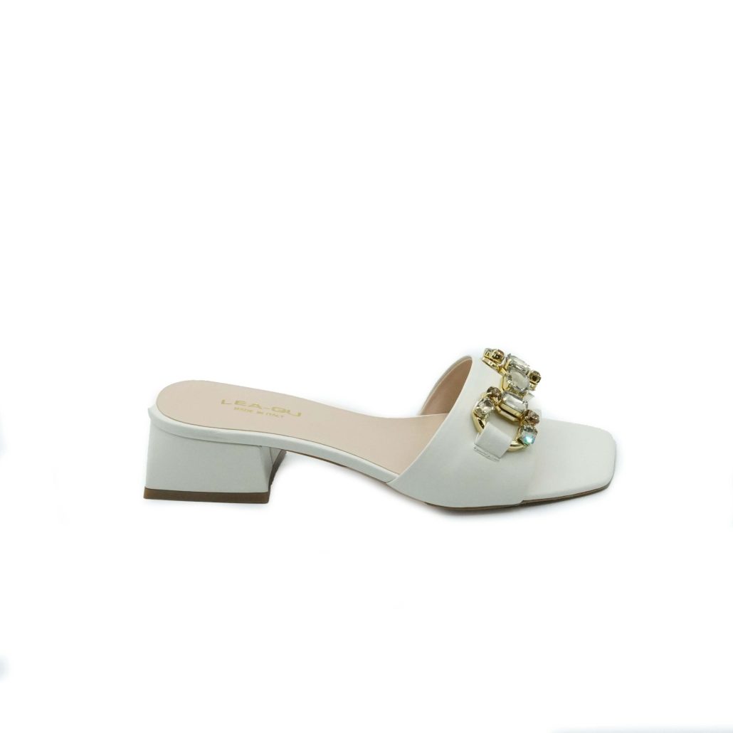 Lea Gu Ciabattina In Nappa, Fascia Con Accessorio Frontale, Tacco 45 Mm