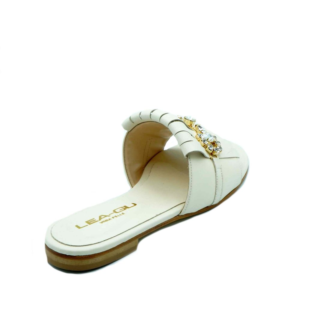 Lea Gu Ciabattina In Nappa, Fascia Con Frange E Accessorio Frontale, Tacco 10mm