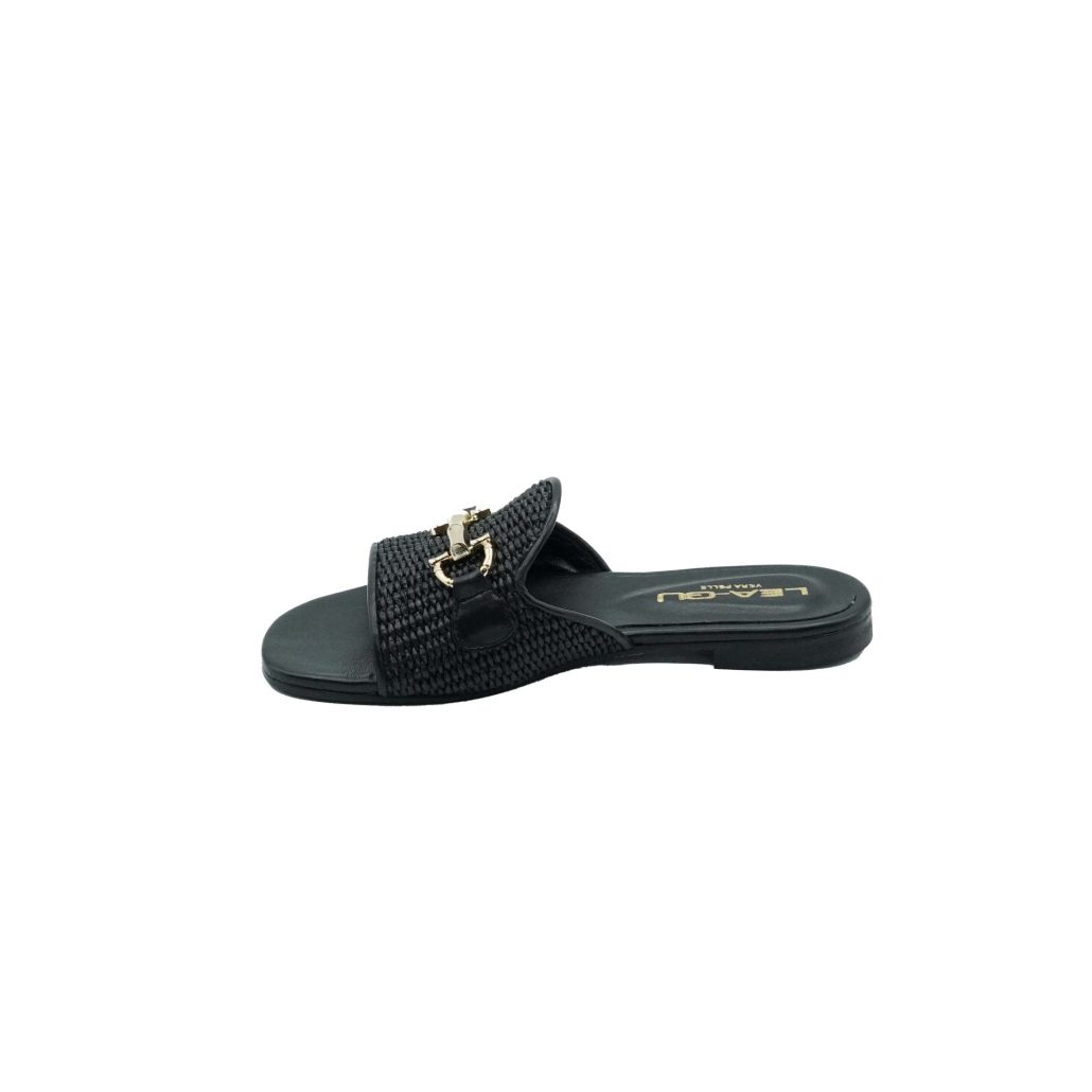 Lea Gu Ciabattina In Nappa, Fascia Frontale In Rafia Con Accessorio, Tacco 10mm