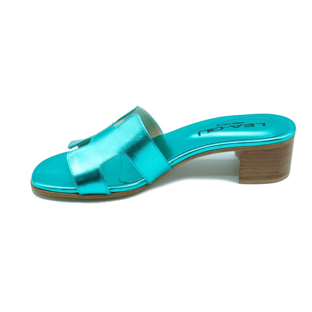 Lea Gu Ciabattina In Nappa Laminata , Fascia Frontale, Tacco 30mm