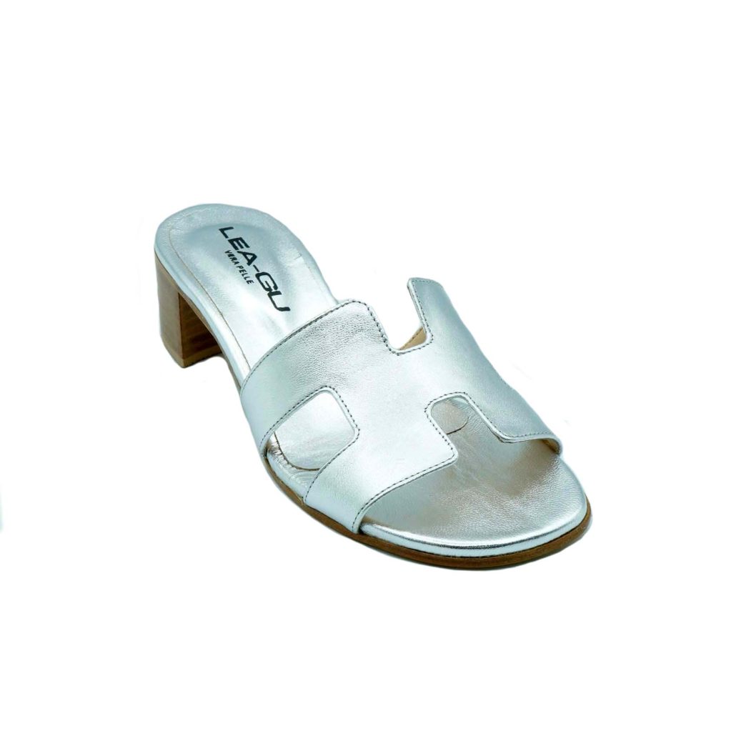 Lea Gu Ciabattina In Nappa Laminata , Fascia Frontale, Tacco 30mm