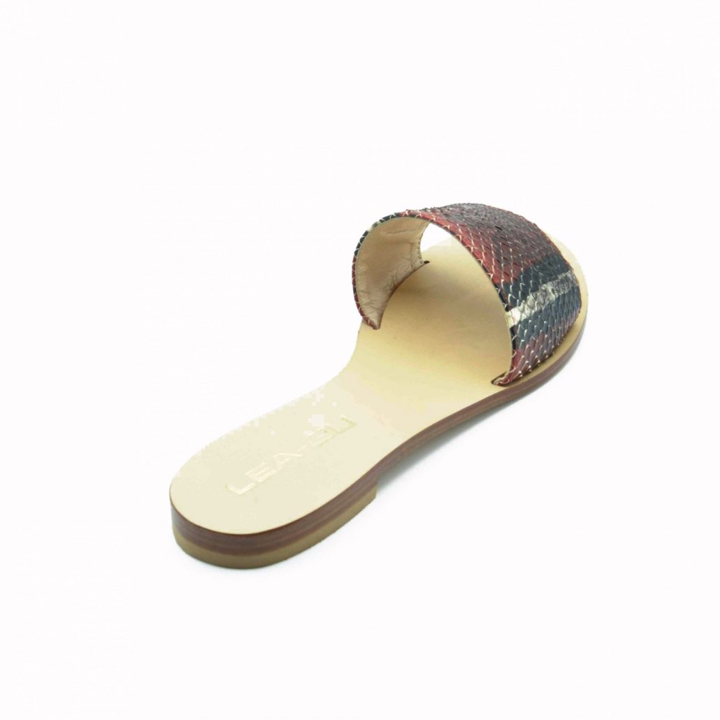 Lea Gu Ciabattina In Nappa Stampa Pitone, Fascia Frontale, Tacco 15 Mm