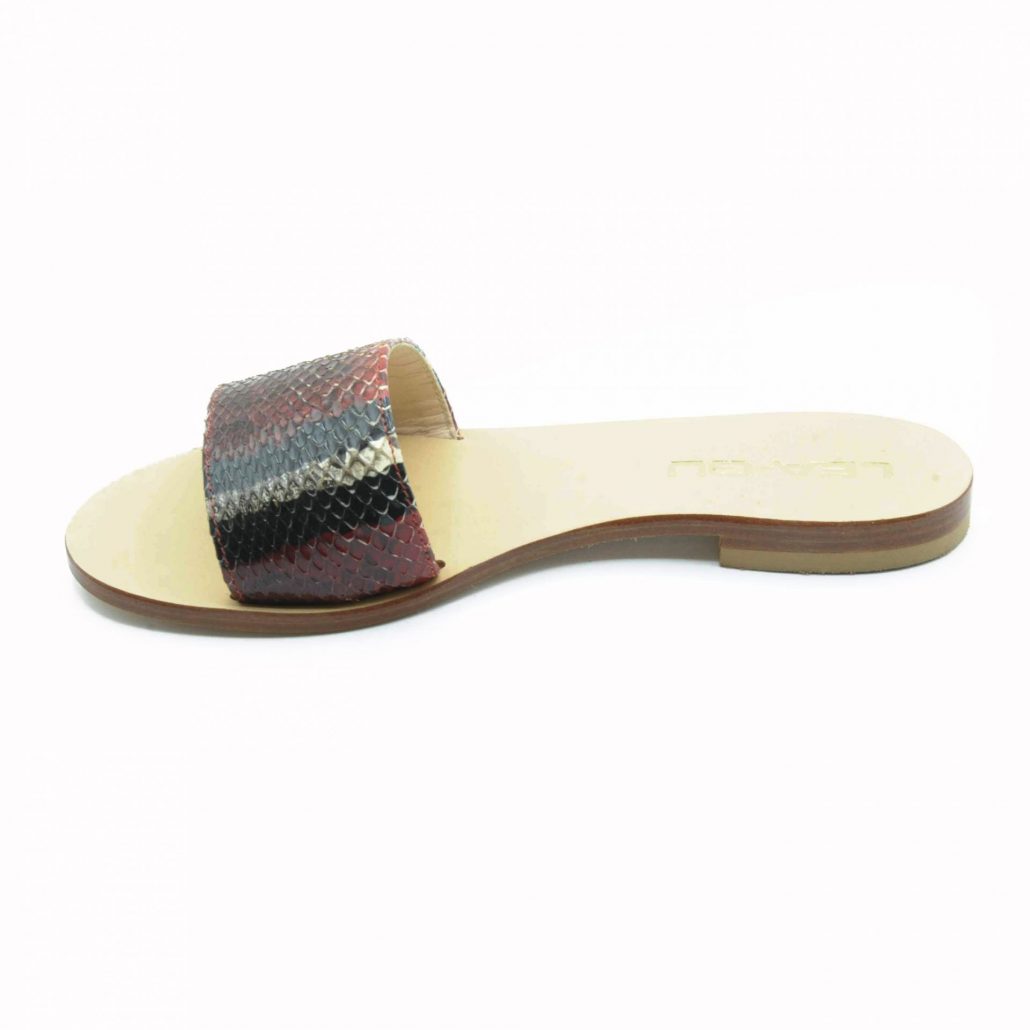 Lea Gu Ciabattina In Nappa Stampa Pitone, Fascia Frontale, Tacco 15 Mm