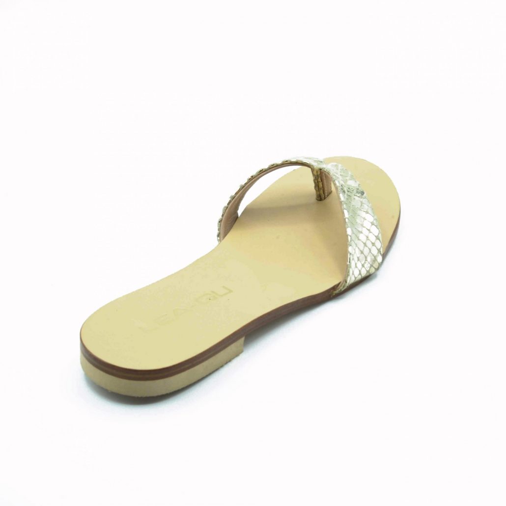 Lea Gu Ciabattina In Nappa Stampa Pitone, Infradito, Tacco 15 Mm