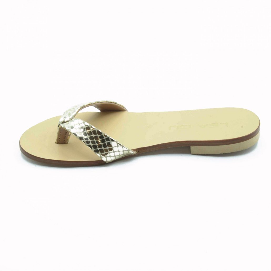 Lea Gu Ciabattina In Nappa Stampa Pitone, Infradito, Tacco 15 Mm