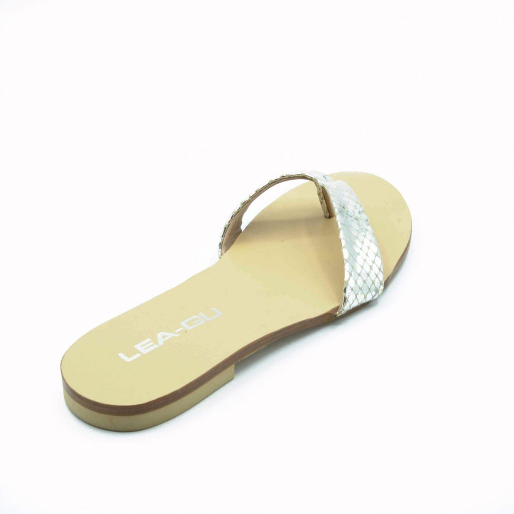 Lea Gu Ciabattina In Nappa Stampa Pitone, Infradito, Tacco 15 Mm