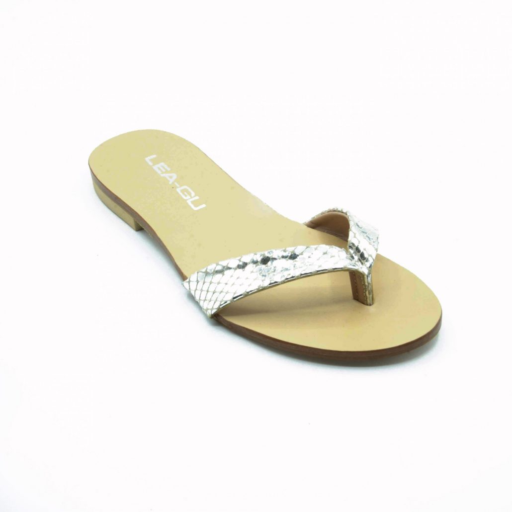 Lea Gu ciabattina in nappa stampa pitone, infradito, tacco 15 mm