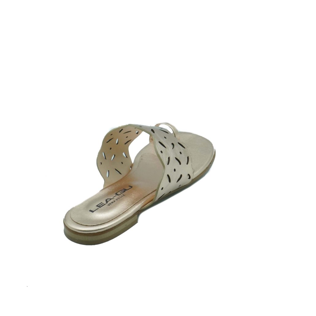 Lea Gu Ciabattina Infradito In Nappa Laminata, Fascia Frontale, Tacco 10mm