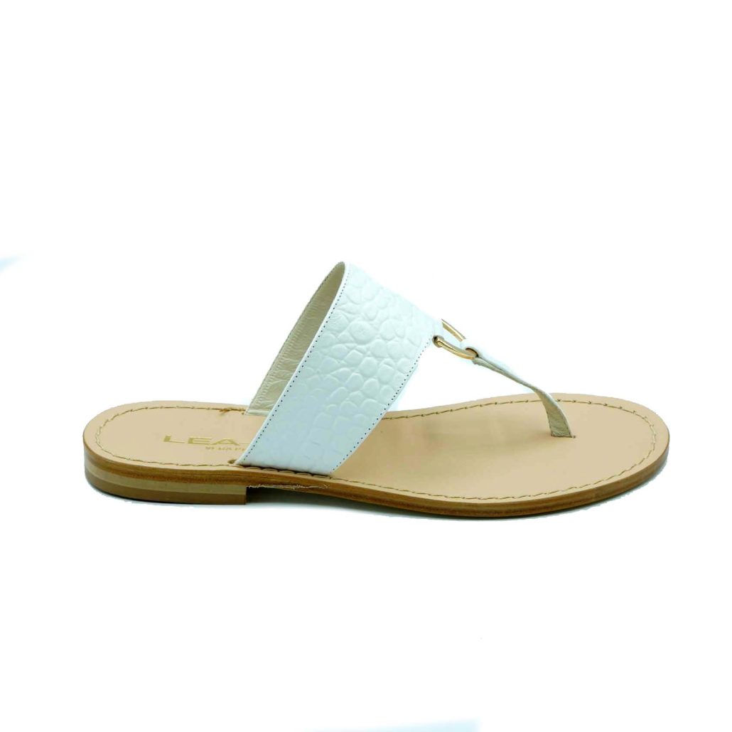 Lea Gu Ciabattina Infradito In Nappa Stampa Cocco, Accessorio Frontale, Tacco 10mm