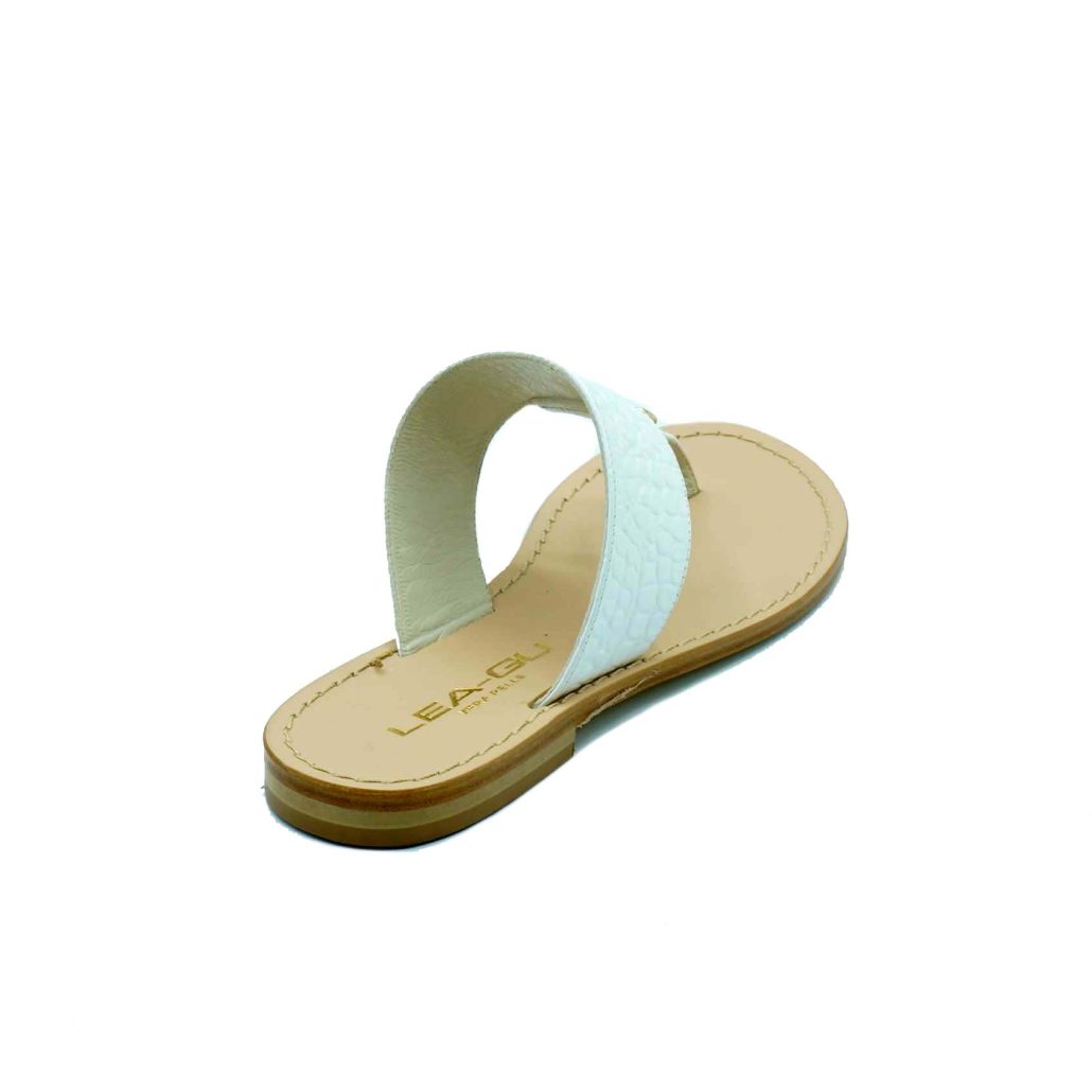 Lea Gu Ciabattina Infradito In Nappa Stampa Cocco, Accessorio Frontale, Tacco 10mm