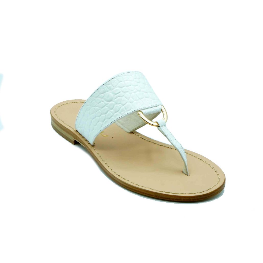 Lea Gu Ciabattina Infradito In Nappa Stampa Cocco, Accessorio Frontale, Tacco 10mm