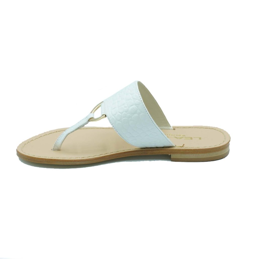 Lea Gu Ciabattina Infradito In Nappa Stampa Cocco, Accessorio Frontale, Tacco 10mm