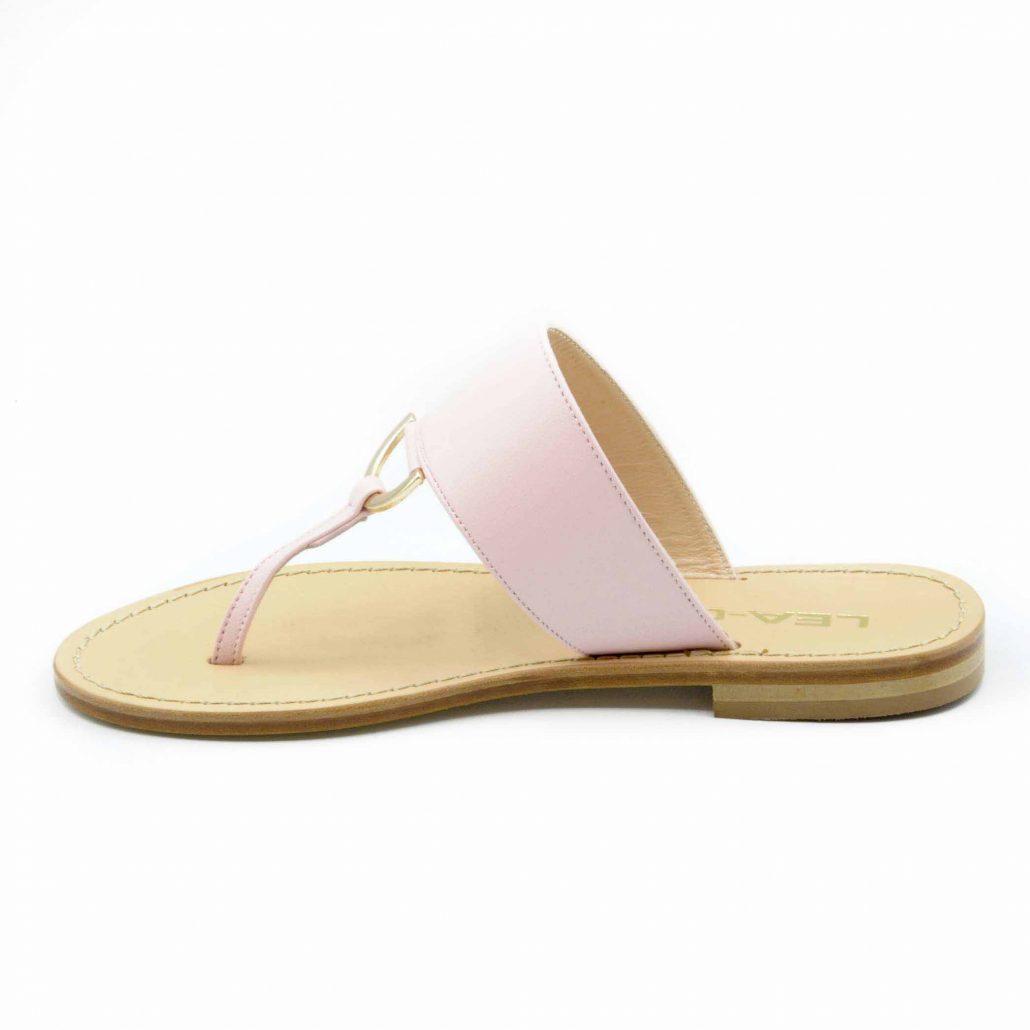 Lea Gu Infradito In Nappa, Accessorio Oro Frontale, Tacco 10 Mm