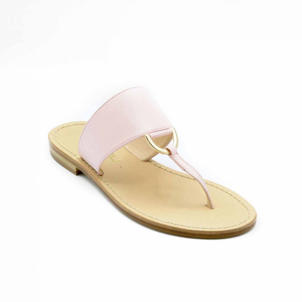 Lea Gu infradito in nappa, accessorio oro frontale, tacco 10 mm