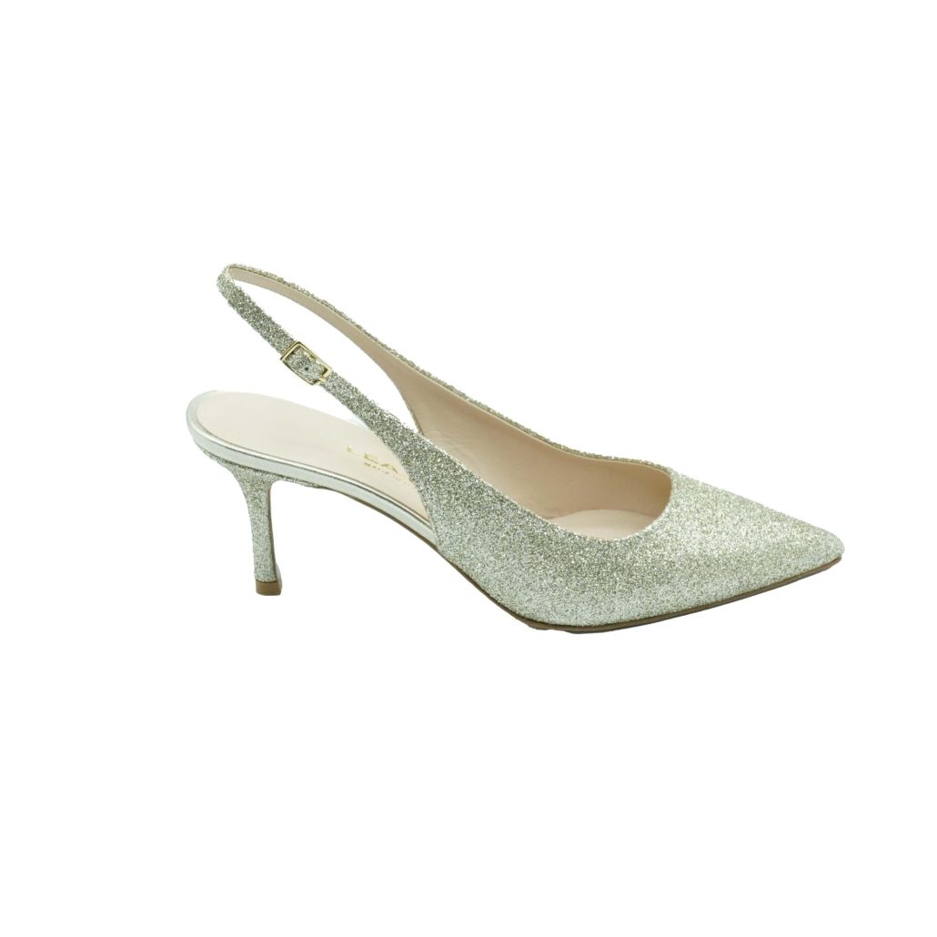 Lea Gu slingback in nappa glitter, tacco 65mm