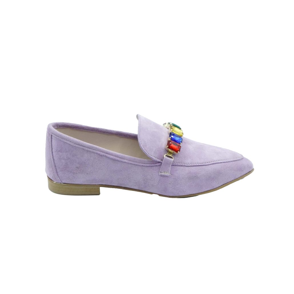 Lea Gu Mocassino In Camoscio, Accessorio Frontale, Tacco 10mm