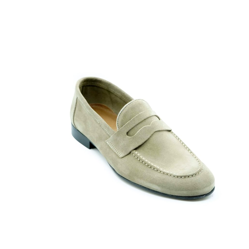 Lea Gu Mocassino In Camoscio, Bocca Di Leone Frontale, Tacco 20mm