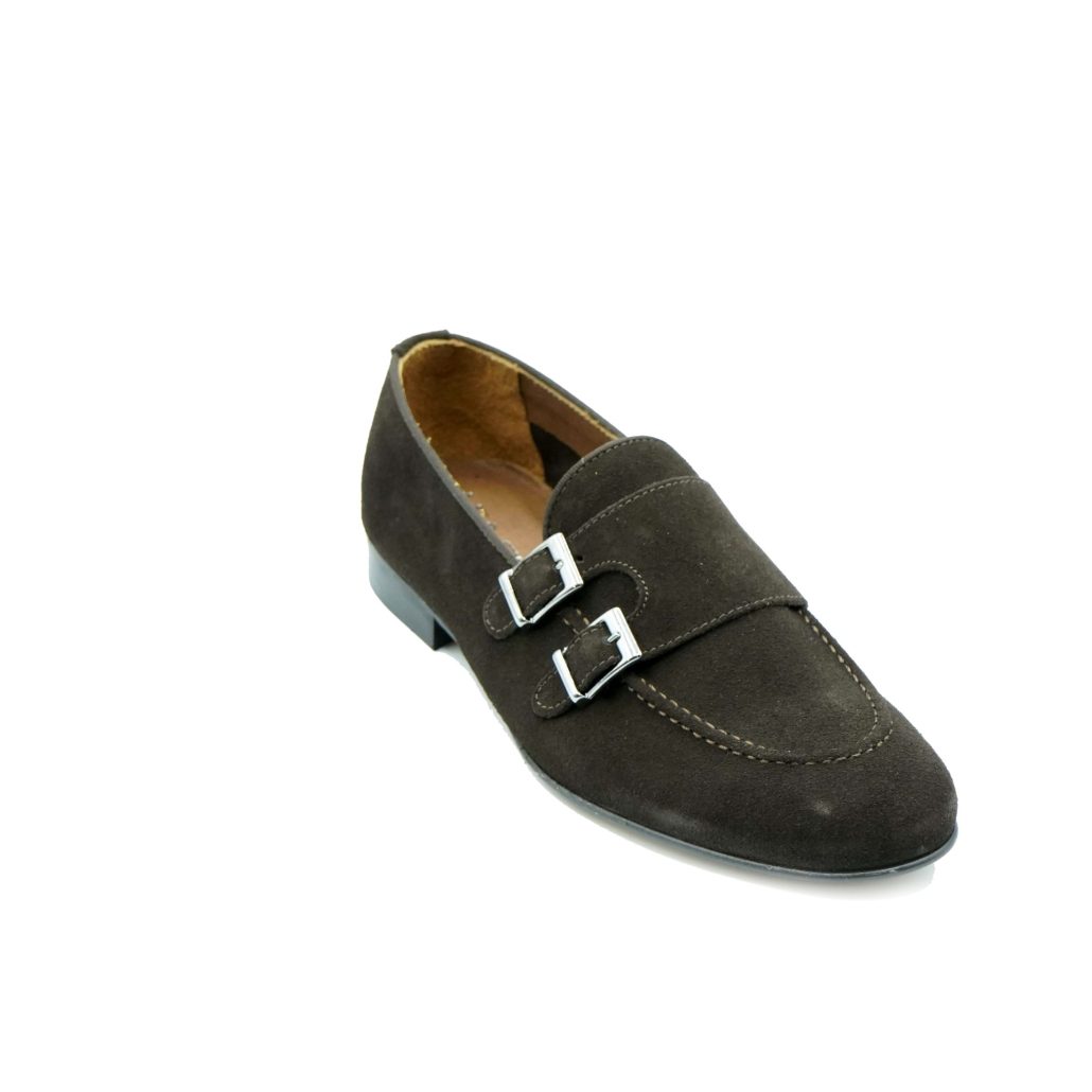 Lea Gu Mocassino In Camoscio, Doppia Fibbia Frontale, Tacco 20mm