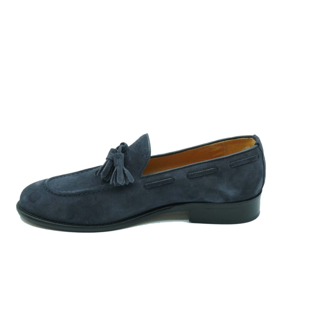 Lea Gu Mocassino In Camoscio, Nappine Frontali, Fondo Cuoio 25mm