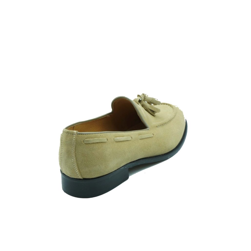 Lea Gu Mocassino In Camoscio, Nappine Frontali, Fondo Cuoio 25mm