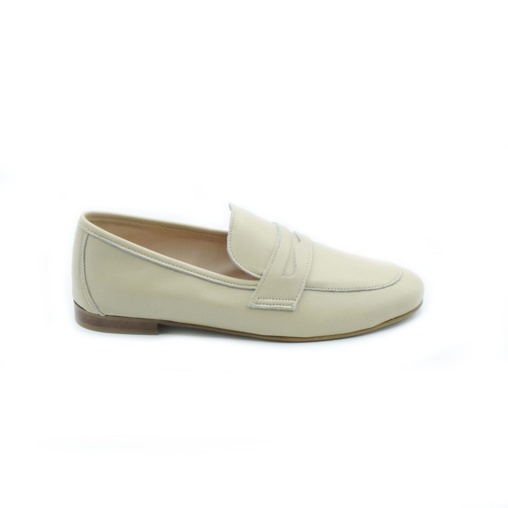 Lea Gu mocassino in nappa, bocca di leone frontale, tacco 10mm