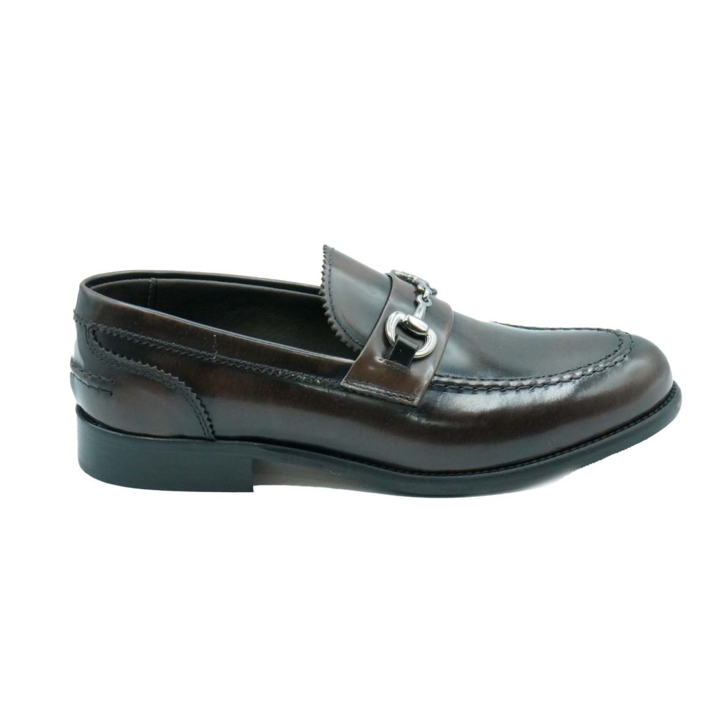 Lea Gu mocassino in vitello abrasivato, accessorio frontale, tacco 25mm