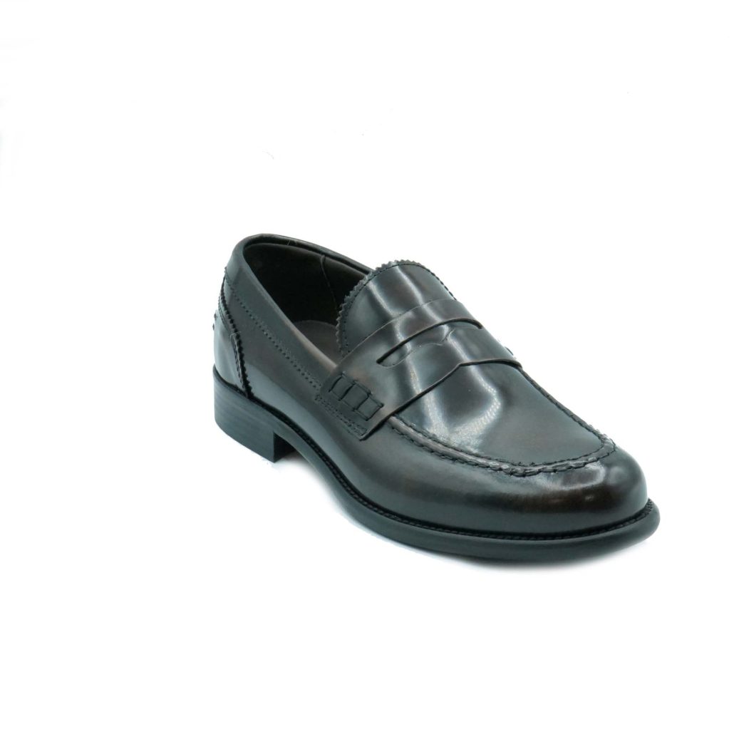 Lea Gu Mocassino In Vitello Abrasivato, Bocca Di Leone Frontale, Tacco 25mm