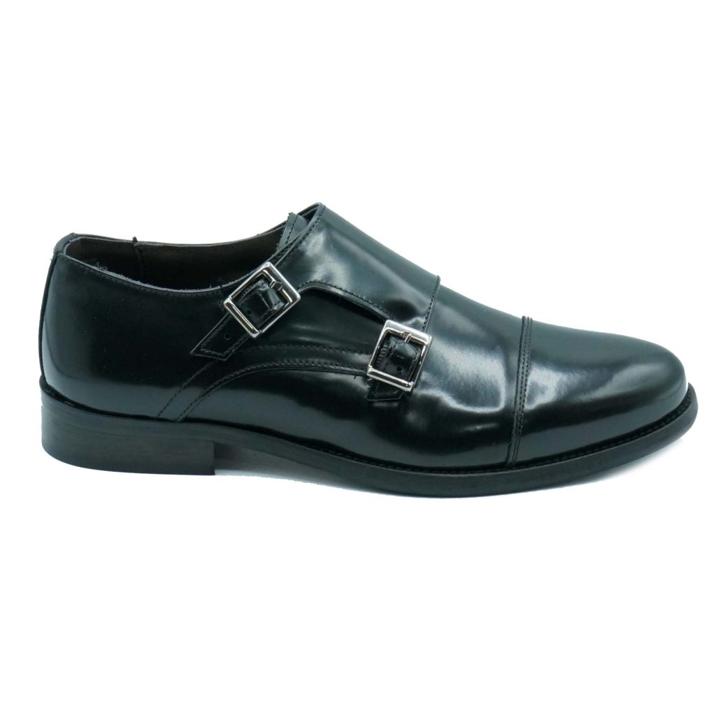 Lea Gu Mocassino In Vitello Abrasivato, Doppia Fibbia Frontale, Tacco 25mm