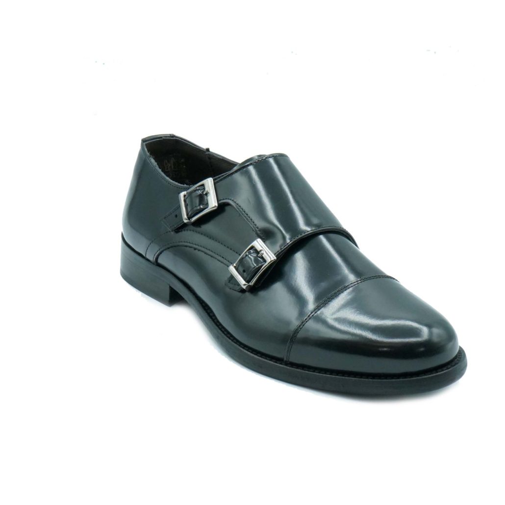 Lea Gu Mocassino In Vitello Abrasivato, Doppia Fibbia Frontale, Tacco 25mm